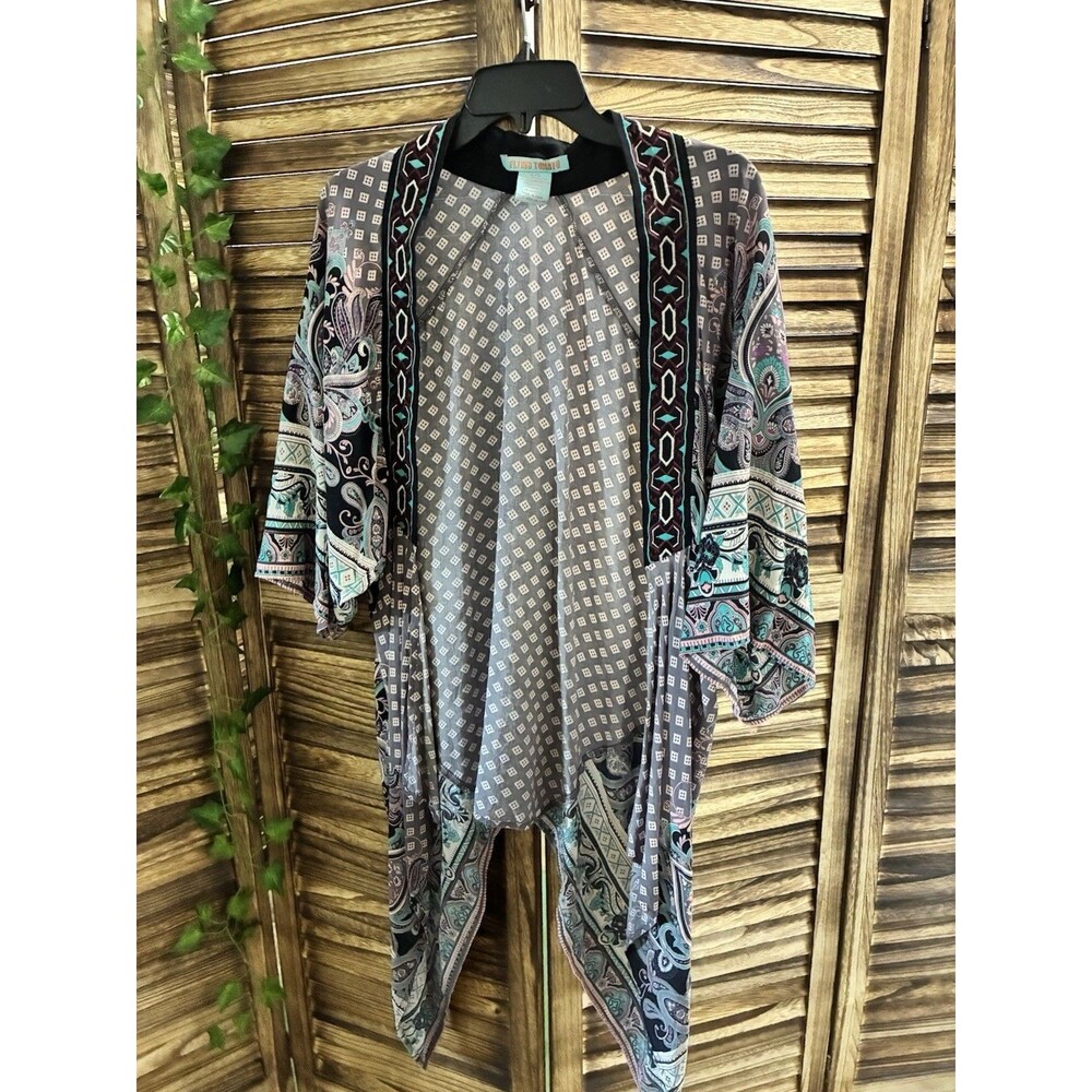 Flying Tomato Women's XS S Open Front Kimono Cardigan 3/4 Sleeve Knit Rayon Boho